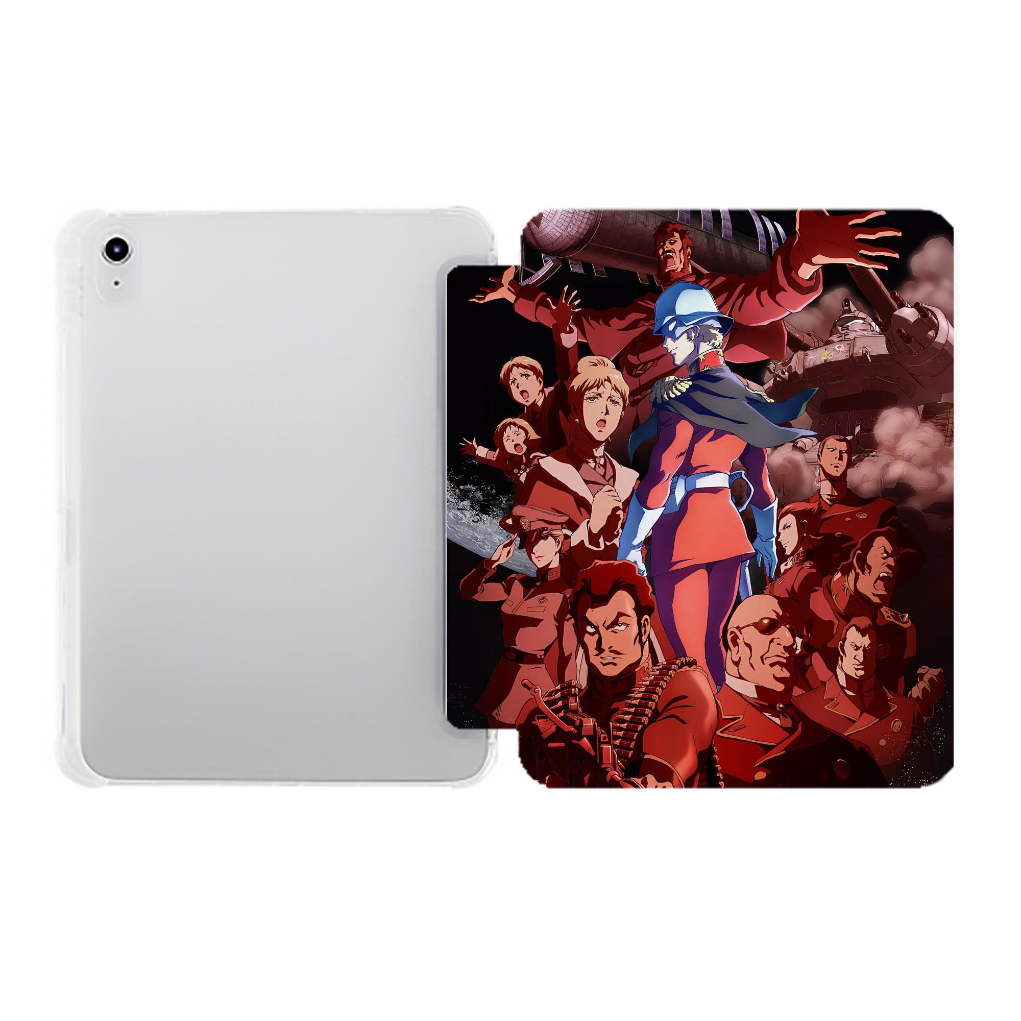（画像用） 機動戦士ガンダム Mobile Suit Gundam IPad ケース ペン収納付き 三つ折りスタンド PUレザー×シリコン 対応機種9.5/10.5/10.9インチ